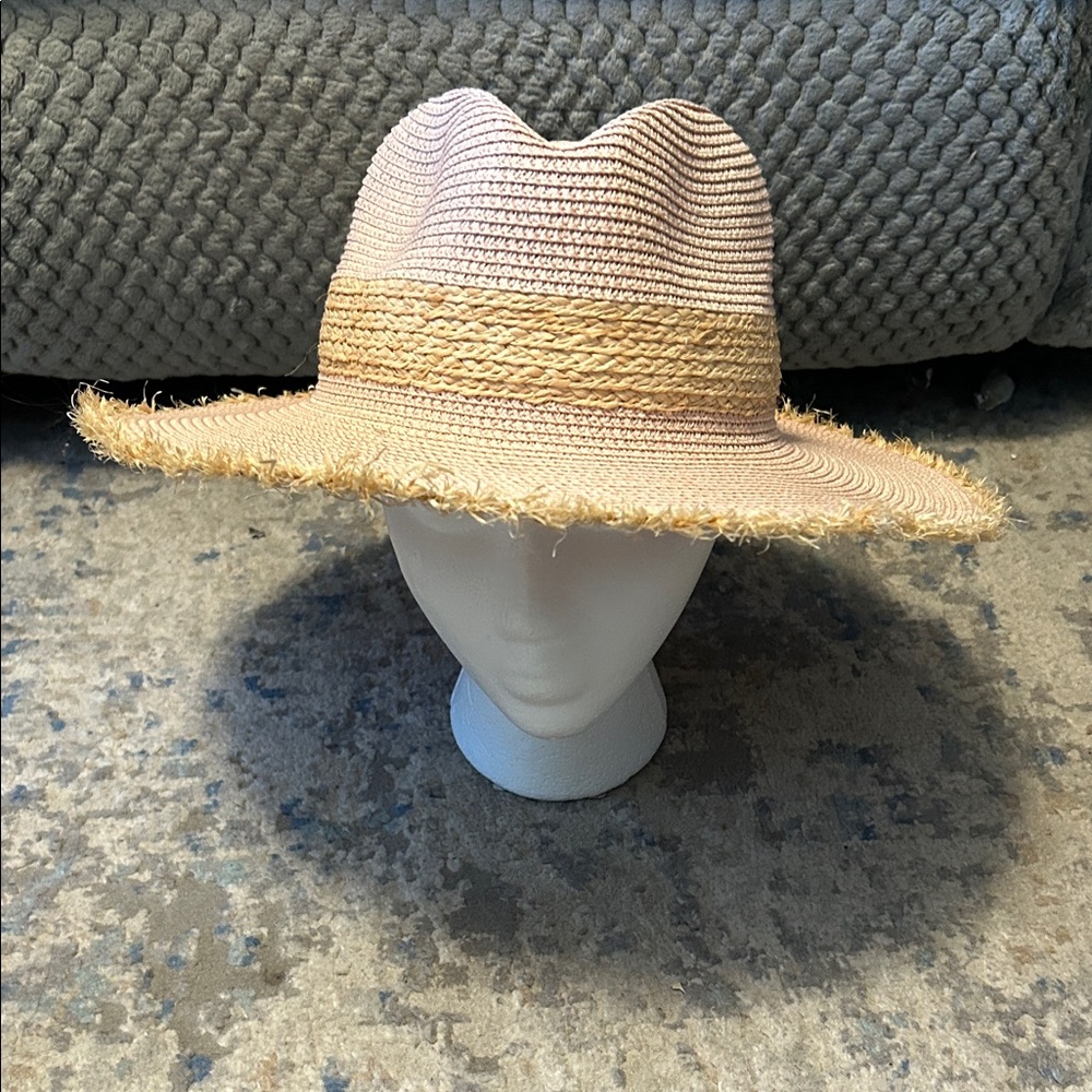 Elegant Beige and Pink Straw Hat for Women